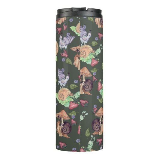 Stop en ruik het slakkenpatroon van aardbeien thermosbeker (Achterkant)