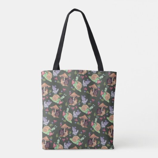 Stop en ruik het slakkenpatroon van aardbeien tote bag (Achterkant)