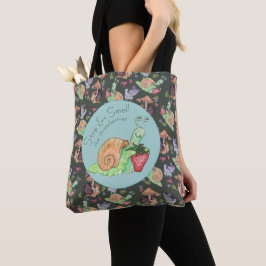 Stop en ruik het slakkenpatroon van aardbeien tote bag