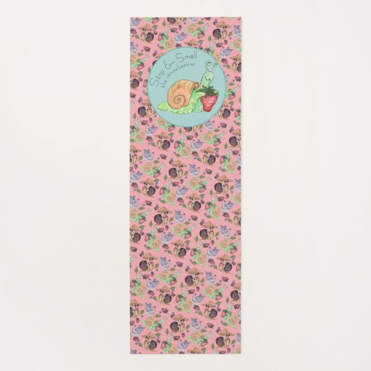 Stop en ruik het slakkenpatroon van aardbeien yogamat (Achterkant)