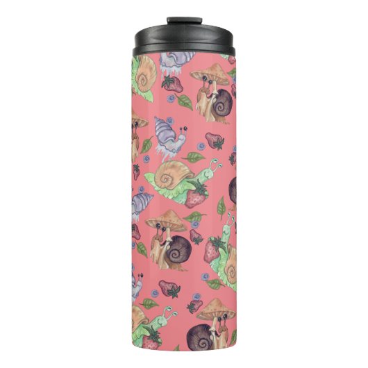 Stop en ruik het slakkenpatroon van de aardbeien thermosbeker (Voorkant)