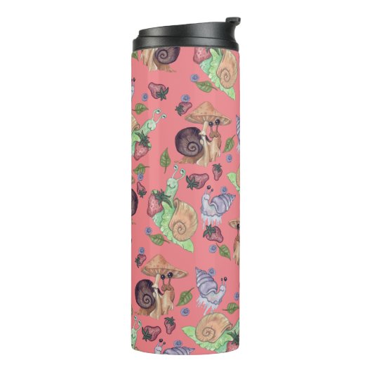 Stop en ruik het slakkenpatroon van de aardbeien thermosbeker (Gedraaid links)