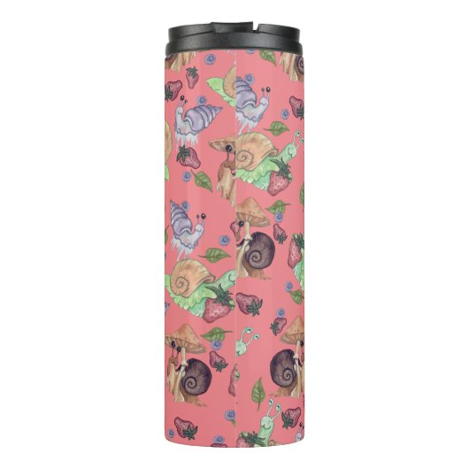 Stop en ruik het slakkenpatroon van de aardbeien thermosbeker (Achterkant)