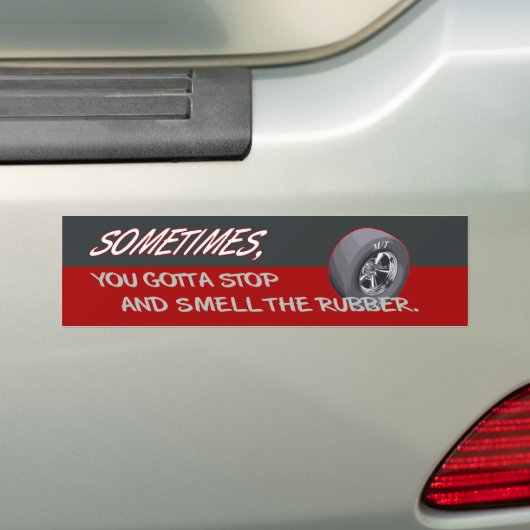 STOP EN SMELL DE RUBBER BUMPERSTICKER (Op auto)