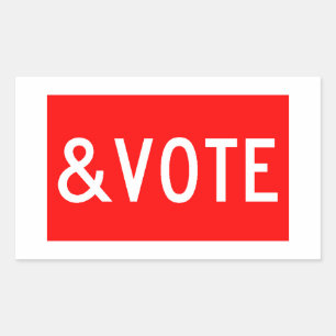 STOP EN STEM RECHTHOEKIGE STICKER