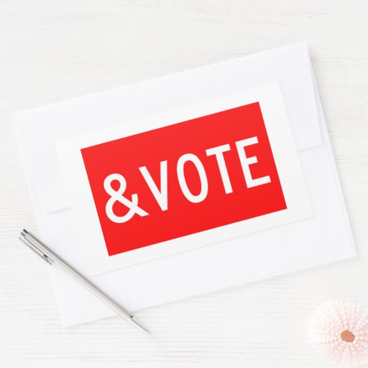 STOP EN STEM RECHTHOEKIGE STICKER (Envelop)