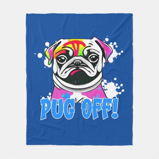 Stop eraf! Pug Graffiti Spuitbus Fleece Deken (Voorkant)