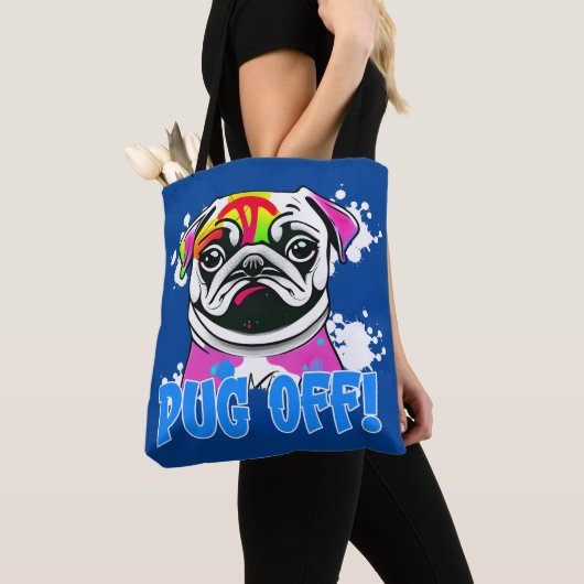 Stop eraf! Pug Graffiti Spuitbus Tote Bag (Dichtbij)