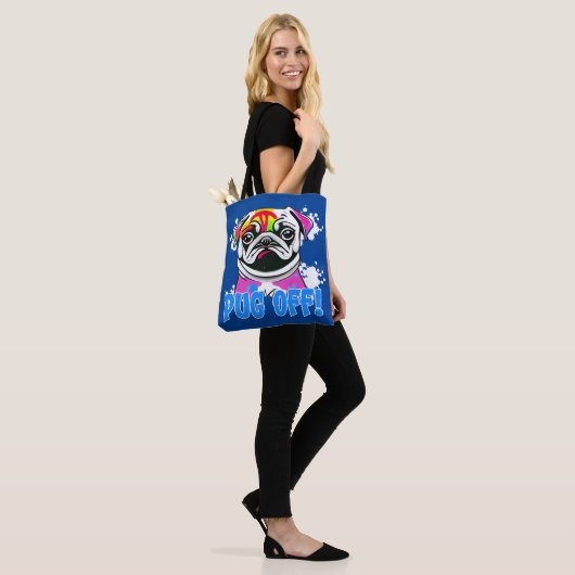 Stop eraf! Pug Graffiti Spuitbus Tote Bag (Op model)
