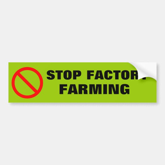 STOP FACTORY FARMING BUMPERSTICKER (Voorkant)