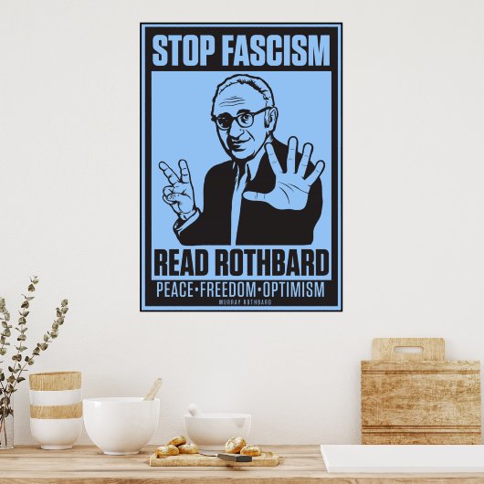 Stop fascisme: Rothbard-afdrukken lezen Poster (Keuken)