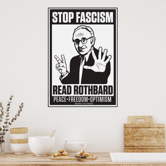 Stop fascisme: Rothbard-afdrukken lezen Poster (Keuken)