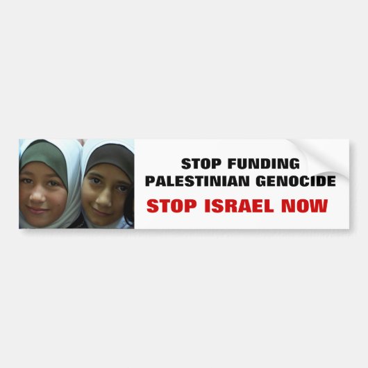 STOP FINANCIERING PALESTIJNSE GENOCIDE BUMPERSTICKER (Voorkant)