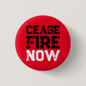 Stop Fire Now zwart wit rood verontruste tekst Ronde Button 3,2 Cm (Voorkant)
