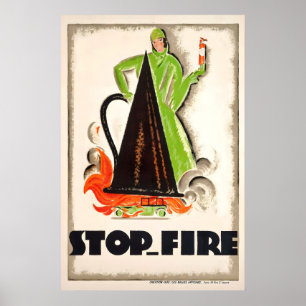 Stop Fire Vintage Reclameposter - Ingelijst Poster