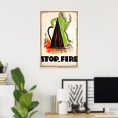 Stop Fire Vintage Reclameposter - Ingelijst Poster (Thuiskantoor)