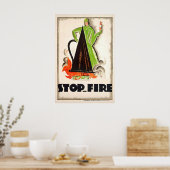 Stop Fire Vintage Reclameposter - Ingelijst Poster (Keuken)