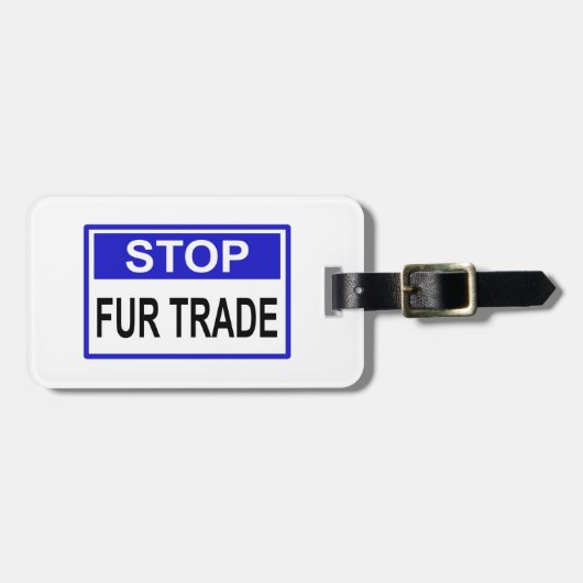 Stop Fur Trade Blue-teken Bagagelabel (Voorkant horizontaal)