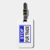 Stop Fur Trade Blue-teken Bagagelabel (Voorkant verticaal)