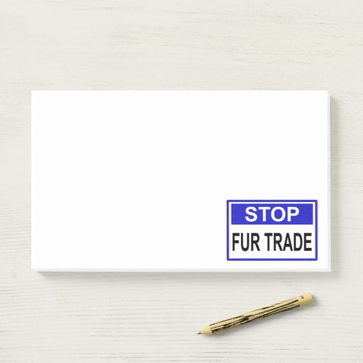Stop Fur Trade Blue-teken Post-it® Notes (Op bureau)