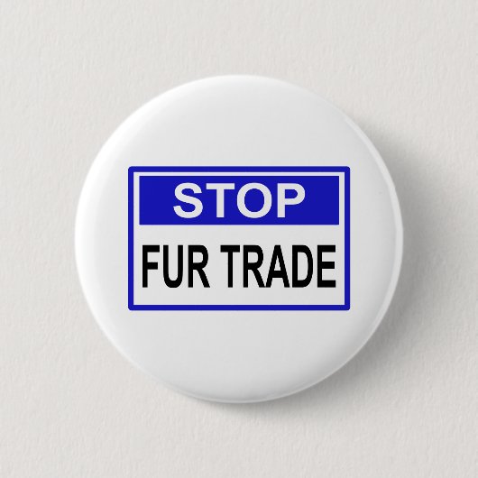 Stop Fur Trade Blue-teken Ronde Button 5,7 Cm (Voorkant)