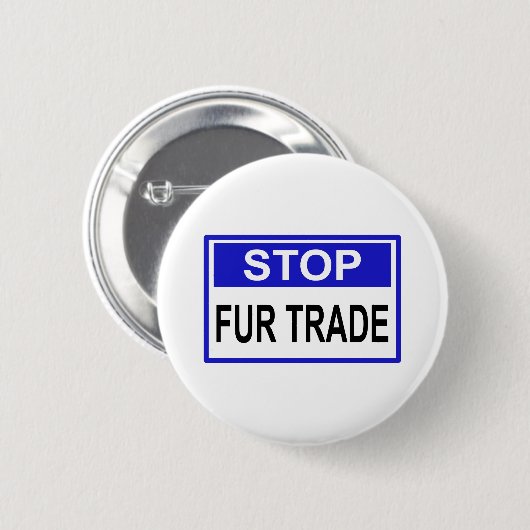 Stop Fur Trade Blue-teken Ronde Button 5,7 Cm (Voorkant /achterkant)