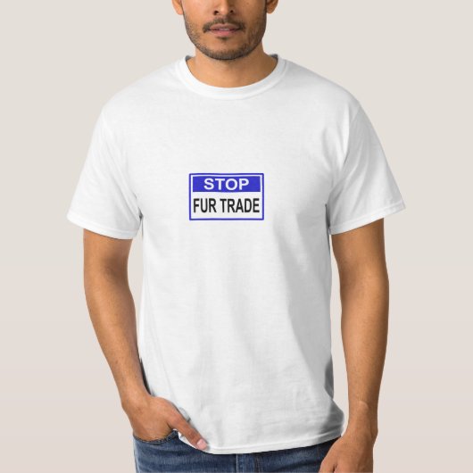 Stop Fur Trade Blue-teken T-shirt (Voorkant)
