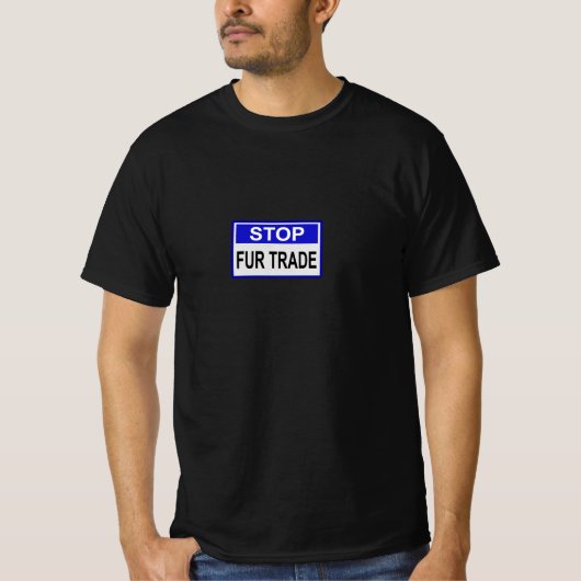 Stop Fur Trade Blue-teken T-shirt (Voorkant)