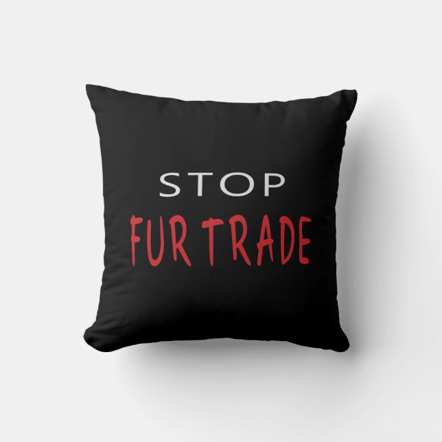 Stop Fur Trade Slogan Kussen (Voorkant)