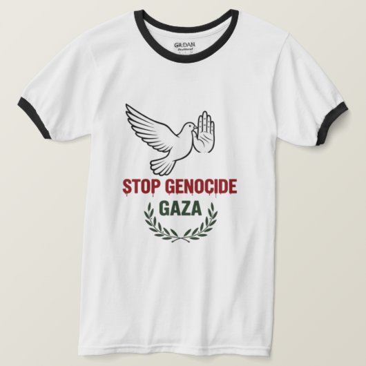 Stop Genocide in Gaza – Peace & Humanity Awareness T-shirt (Design voorkant)