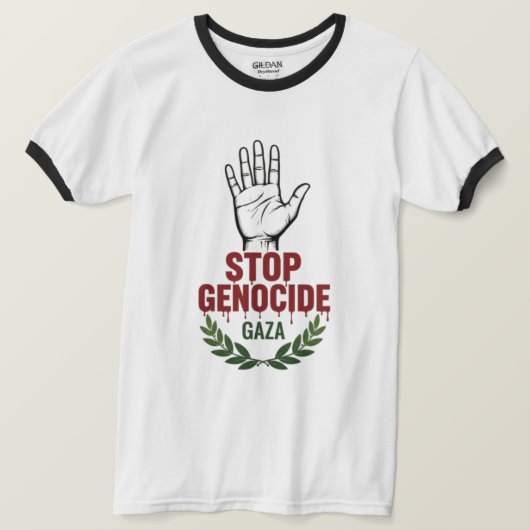 Stop Genocide in Gaza – Peace & Humanity Awareness T-shirt (Design voorkant)