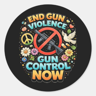 Stop Geweld Met Vuurwapens Nu Ronde Sticker