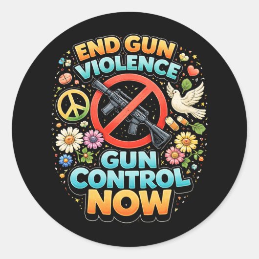 Stop Geweld Met Vuurwapens Nu Ronde Sticker (Voorkant)