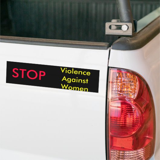 STOP geweld tegen vrouwen met bumpersticker (Op Truck)