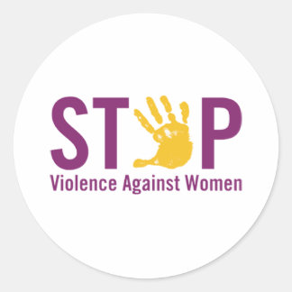 Stop geweld tegen vrouwen ronde sticker