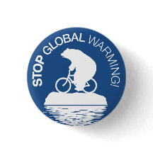 Stop Global Warming Button: Polaire Beren fiets