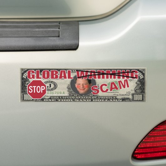 STOP GLOBAL WARMING SCAM BUMPERSTICKER (Op auto)