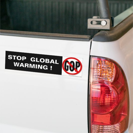 STOP GLOBALE WAARSCHUWING! BUMPERSTICKER (Op Truck)