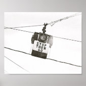 Stop Go Stoplight Street Light B&W Poster (Voorkant)