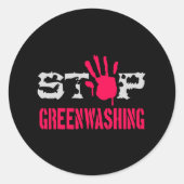 Stop Greenwash Ronde Sticker (Voorkant)