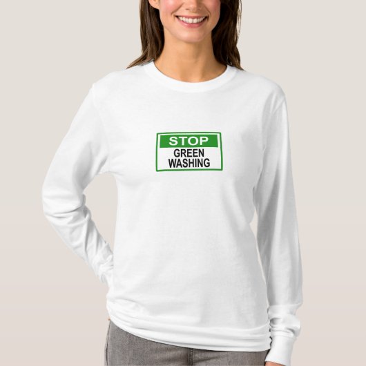 Stop groenwassen bord t-shirt (Voorkant)
