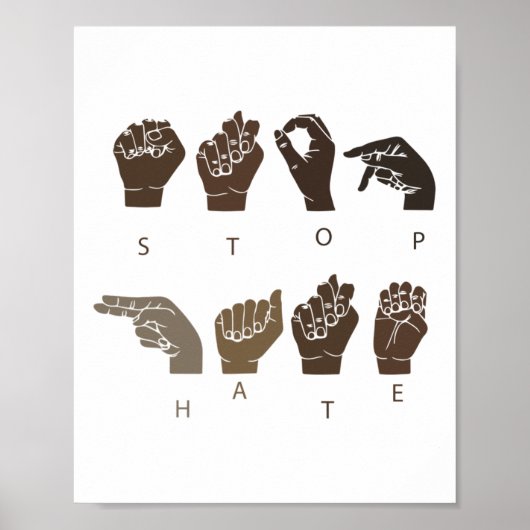 Stop Haat ASL Gebarentaal Black Lives Probleem BL Poster (Voorkant)