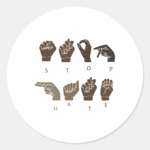 Stop Haat ASL Gebarentaal Black Lives Probleem BL Ronde Sticker
