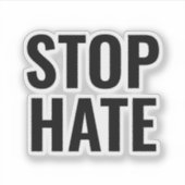 Stop Haat witte minimalistische typografie modern Sticker (Voorkant)
