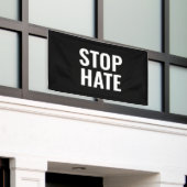 Stop haat zwart-wit spandoek (Buitenkant Gebouw)