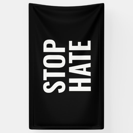 Stop haat zwart-wit spandoek (Verticaal)