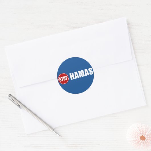 Stop Hamas Ronde Sticker (Envelop)