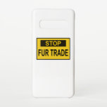 Stop handel Geel Samsung Galaxy S10 Hoesje<br><div class="desc">Stop de handel. Elke pelsfoier heeft bloed op zijn handen. Zeg nee tegen bont! Fur is moord. Antipelsvormig ontwerp met slogan tegen voetganger. Opkomen voor dierenrechten en dierenbescherming.</div>