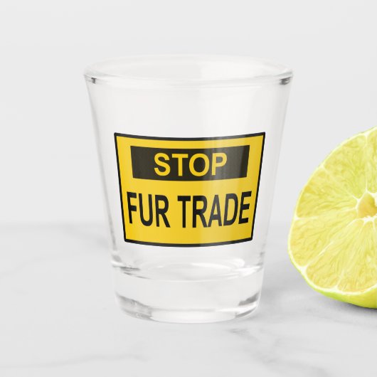 Stop handel Geel Shot Glas (Voorkant)