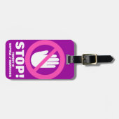 Stop handen van paarse roze meisjes naam bagagelab bagagelabel (Voorkant horizontaal)